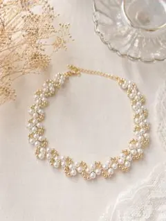 エレガントパールゴールドネックレス