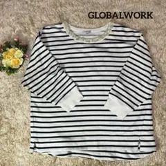 【GLOBALWORK】ビジュー付きボーダー長袖Tシャツ（L） かわいい