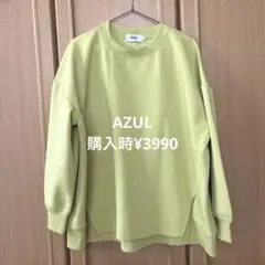 古着　レディース　ライムグリーン クルーネック トレーナー　AZULのサムネイル