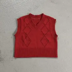 collage ニットベスト レッド