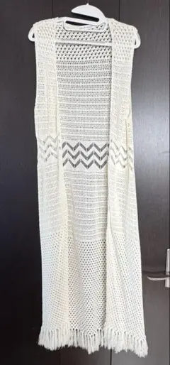 AZUL BY MOUSSY アイボリー ロングカーディガン　ジレ　ベスト　M