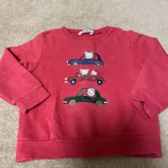 familiar 赤 車とクマの刺繍 トレーナー