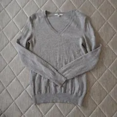 UNIQLO カシミアVネックセーター グレー M