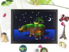 【A4額付き】アトリエ縄文じいさん、on the hippo!!