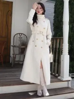 未使用美品 ROYAL PARTY スタンドロングコート　オフホワイト