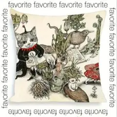 新品未使用☆ヒグチユウコ 猫グッズ アート　モダンイラスト クッションカバー