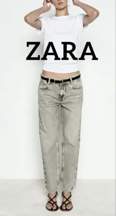 ZARA ミッドライズストレートクロップド丈ジーンズ デニム