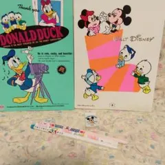 昭和レトロ　ディズニーキャラクター メモ用紙+えんぴつ消しゴムセット