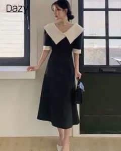 Dazy 大きな襟付きカットソーワンピース