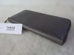 【新品/本物】TAKEO KIKUCHIファスナー長財布/グレー￥19,800-