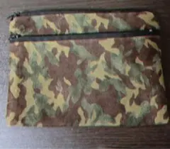 ダブルファスナーポーチ マルチケース 小物入れ 迷彩柄 2段ファスナー