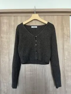 8 seconds ダークブラウン クロップドカーディガン　ニットカーディガン