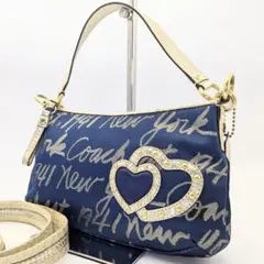 【美品】COACH コーチポピー　ハンドバッグ　ショルダー　メタリック　ネイビー 2026年最新】中古 COACH POPPYの人気アイテム - メルカリ