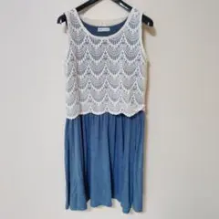 earth music&ecology　ロングワンピース　レース　刺繍　S