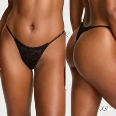 Victoria’s secret スパークル ストリング ショーツ BK XS