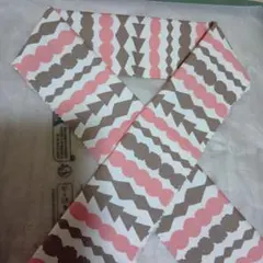 半襟 ハンドメイド 幾何学模様 ピンク×ブラウン 和装小物