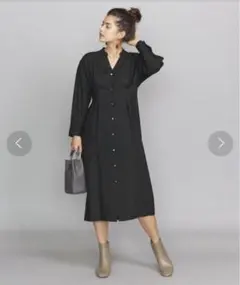 美品★ BY ツイルダブルタックスキッパーネックワンピースо