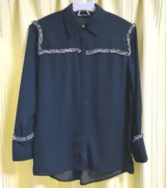 ZARA　シアーシャツ　ツイードライン　コントラストテクスチャーシャツ　黒　S