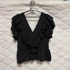 GRL グレイル フリルブラウス Vネック ペプラム トップス 2way
