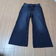 試着のみ低身長の方＊GU ワイドブーツカットM(150)ウエスト調整ボタン有