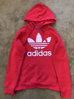 adidas 赤 ロゴパーカー フード付き