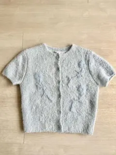 ZARA ライトブルー 刺繍ニットカーディガン