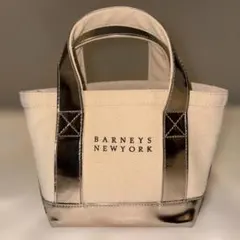 【美品】BARNEYS NEWYORKミニキャンバストートバッグ シルバーラインのサムネイル