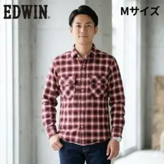 エドウィン EDWIN チェック柄 長袖ネルシャツ 赤×黒 M アメカジ 綿