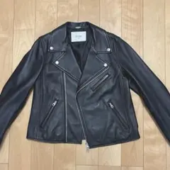 黒 羊革　ラムレザー ライダースジャケット