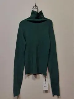 GRL グリーン タートルネックリブニットトップス