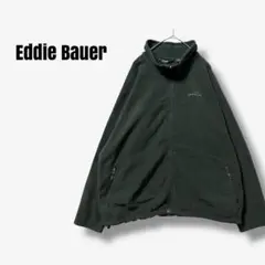 y23426 エディーバウアー　フリースジャケット　刺繍ロゴ　ビッグ　チャコール