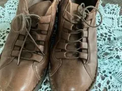 レディース茶皮シューズ