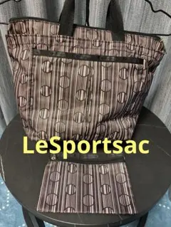 LeSportsac ストライプパターン トートバッグ ポーチ付き