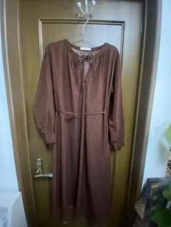 chocol raffine robe ブラウン ドット柄 ロングワンピース