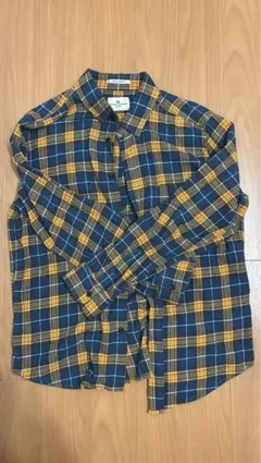 GRAND GLOBAL ネルシャツ 40 (L) ネイビーとイエロー