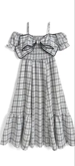 GRL チェックリボンオフショルワンピース tg817