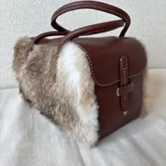 cotone コットーネ　ブラウン ファー ハンドバッグ