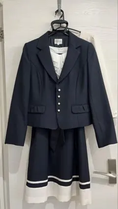 ネイビー ホワイト スーツセット 3点セット フォーマル レディース ママスーツ