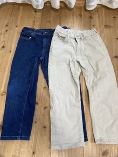 ユニクロ　デニム　パンツ　ズボン　2枚　140 まとめ