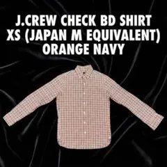 287J.Crew チェック柄 BDシャツ XS 日本M相当 オレンジ ネイビー
