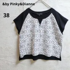 &by Pinky&Dianne 半袖Tシャツ フレンチスリーブ　レース　M　黒のサムネイル
