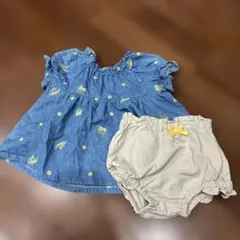 ブランシェス　ミモザ刺繍トップス＆ボトムスセット 80サイズ