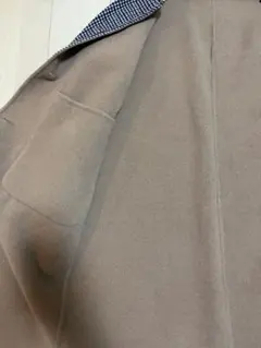 studio CLIP ベージュ ウールコート チェック裏地