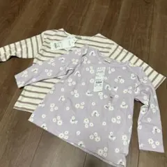 【新品2枚セット】DAILY LINE 花柄 ストライプ Tシャツ 90