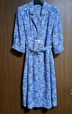 レトロなワンピース フラワープリント 13号 涼やか