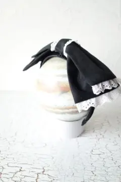 リボンのカチューシャ　黒×白