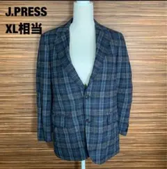 ジェイプレス ジャケット アウター XL相当 灰色 チェック ウール グレー