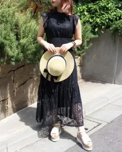 INGNI イング　ウエストシャーリングレース　ワンピース　黒　M