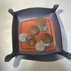 レザー製コイントレイ ブルーオレンジ