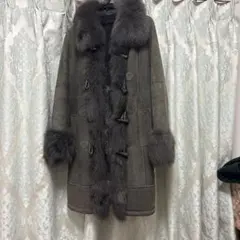 ファーコート ロングコート グレー レディース M ラビット ウール